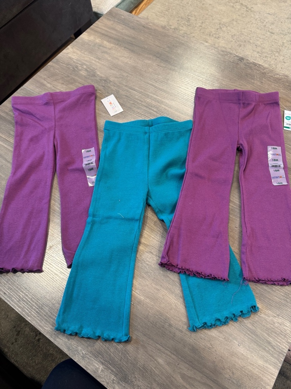 Kids Fleece Flared Pants - Purple & Teal
